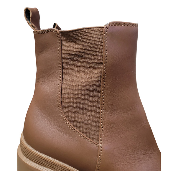 Steve Madden Women's Boot Roxie Chelsea Chunky Lug Sole Block Heel Cognac SZ 9.5 - Picture 6 of 8